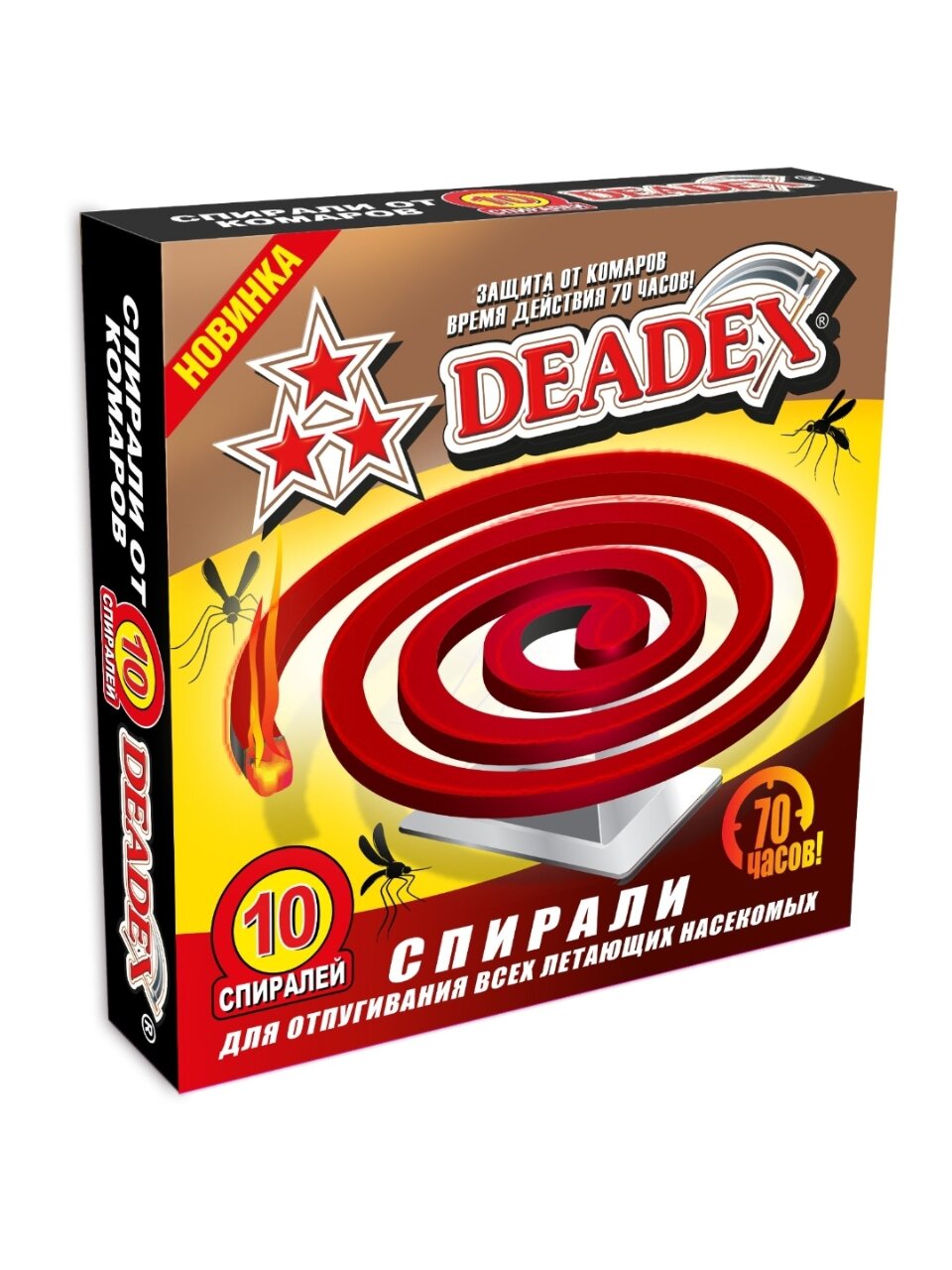Репеллент от комаров, спираль, красная, Деадекс, 10 шт