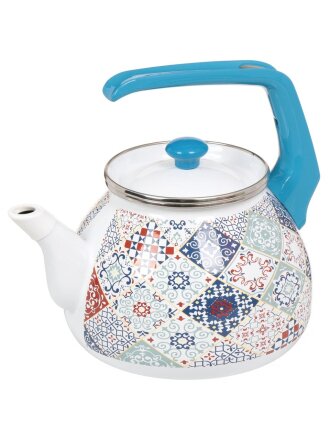 Чайник сталь, эмалированное покрытие, 3 л, ручка консольная, Interos, Марокко, индукция, 3501