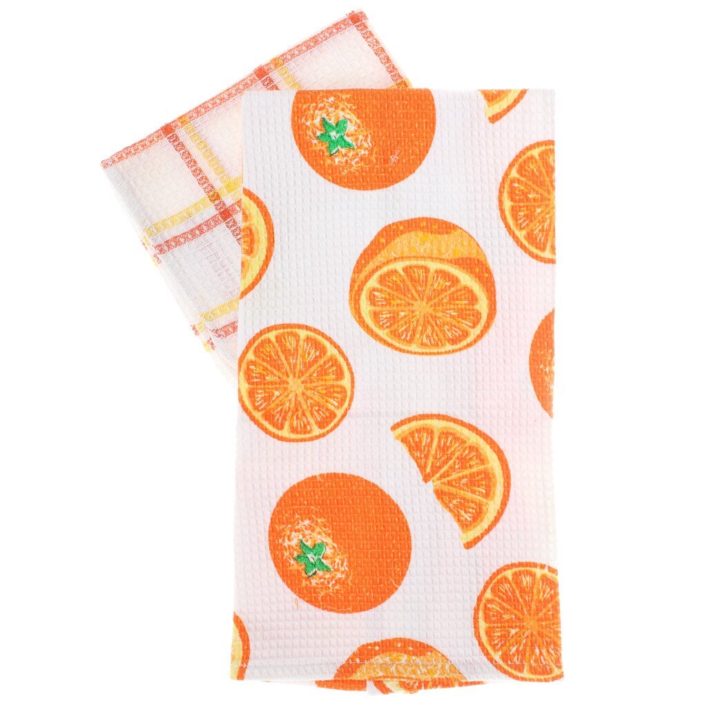 т Набор полотенец кух 2шт 35*60+30*30см вф Апельсин 1004