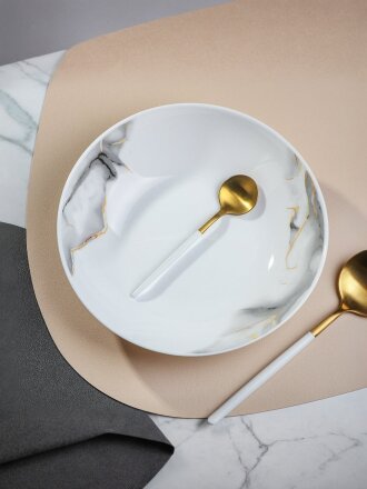 Тарелка суповая стеклокерамика, 20 см, 0.7 л, круглая, Флюид, Daniks, серая