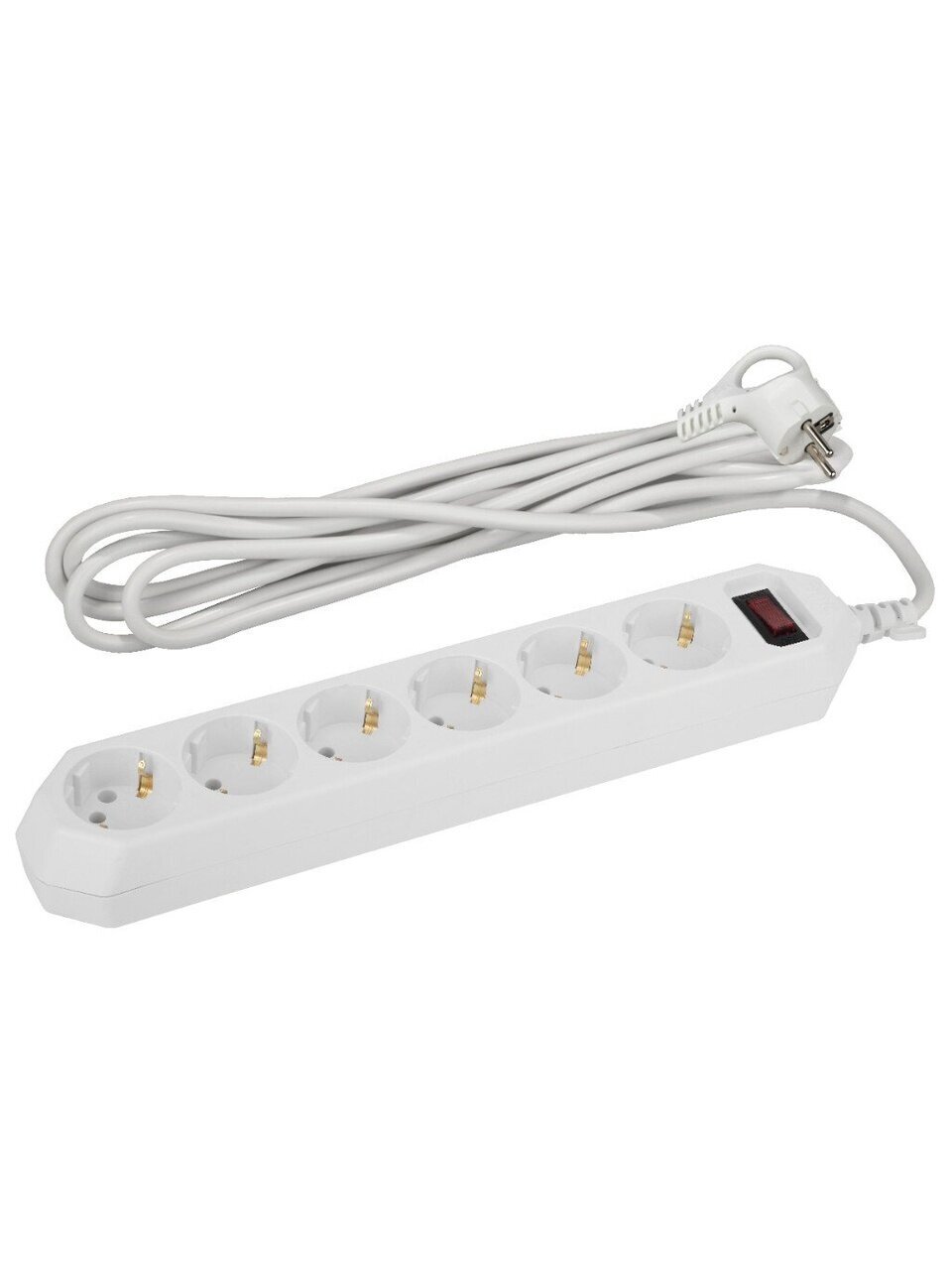Сетевой фильтр 6 гнезд, 1.5 м, 3х0.75 мм², с заземлением, 10 А, белый, Эра, USF-6es-1,5m-W, Б0037260