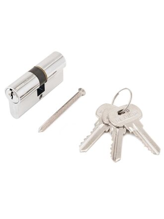 Личинка замка двери Аллюр, A 60-3К CP, 1 256, 60 мм, хром, латунь, 3 ключа