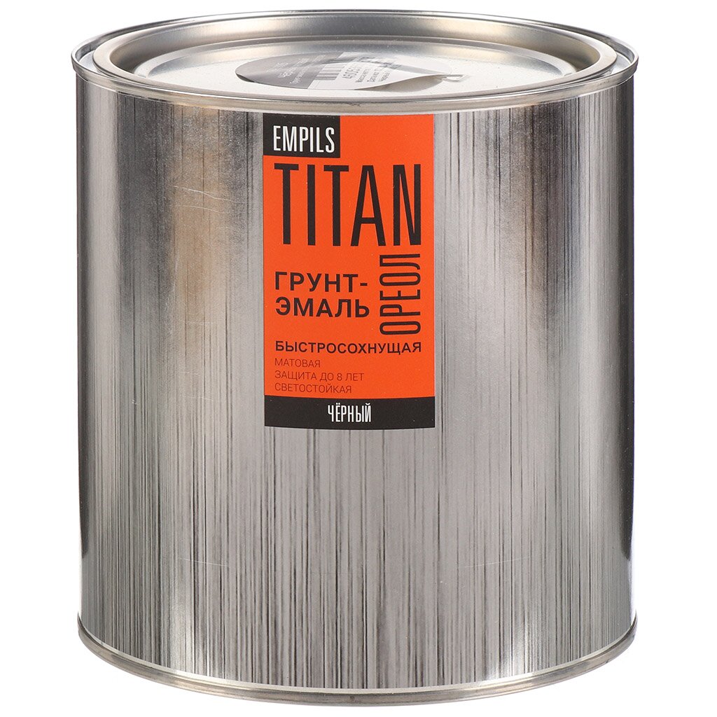 Грунт-эмаль Ореол, Титан, быстросохнущая, алкидная, матовая, черная, RAL 9005, 2.7 кг эмаль аэрозольная elcon декоративная быстросохнущая силикон акриловая матовая серый туман 520 мл