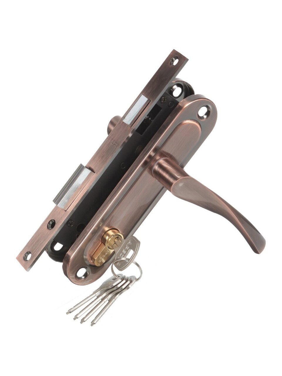 Замок врезной Apecs, 1223/60-AС, 16815, ручка в комплекте, цилиндровый, медный