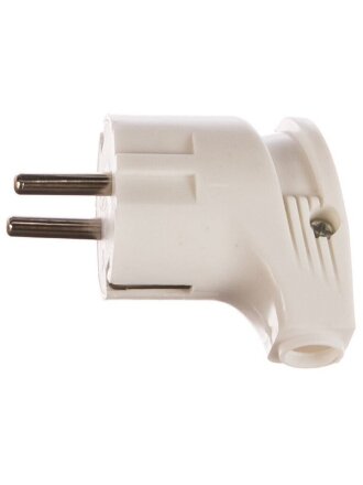 Вилка угловая, с заземлением, 16 А, 250 В, белая, Ecola, Base, AEPL2WEAY