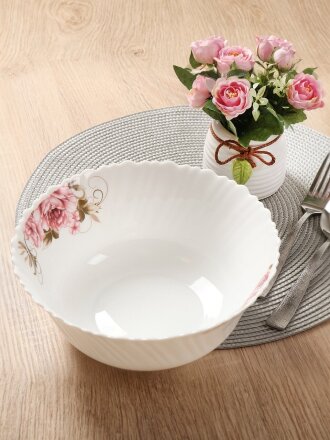 Салатник стеклокерамика, круглый, 23х9 см, 2 л, Анжелика, Daniks, BY13LTW90