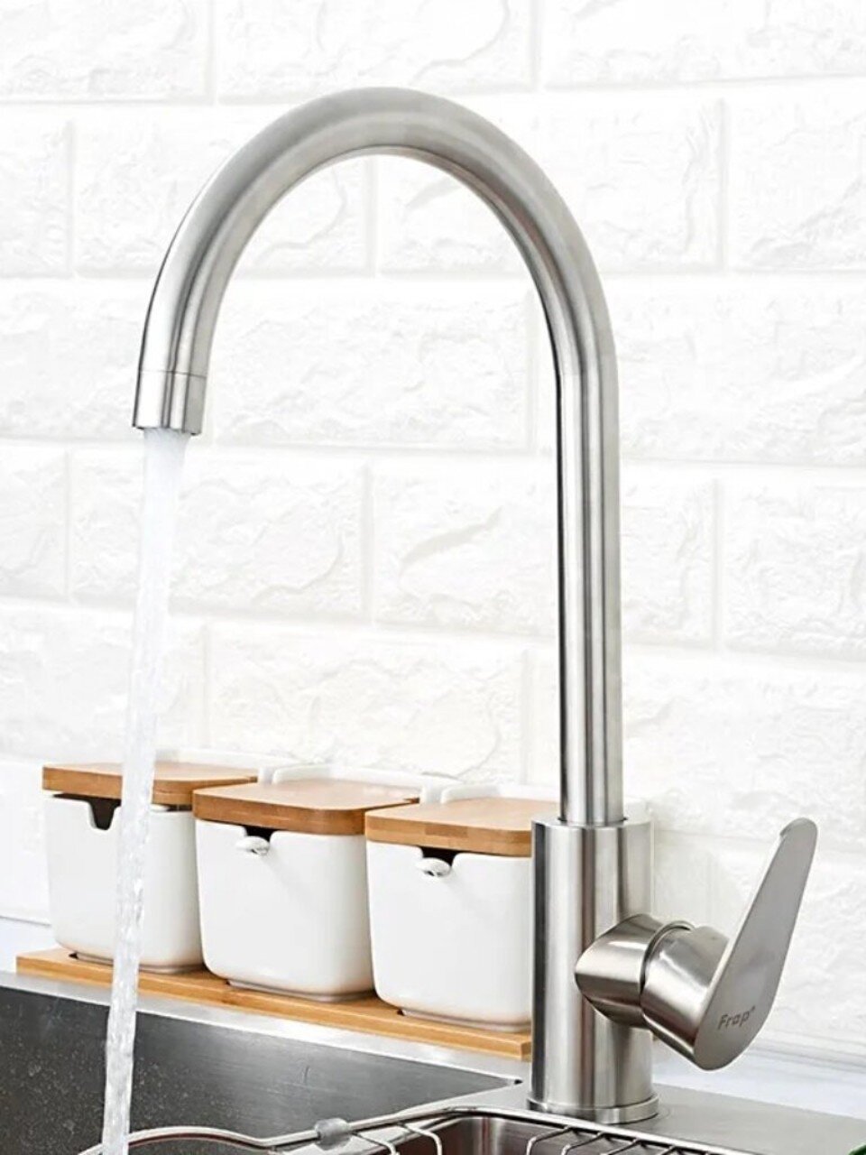 Смеситель для кухни, Frap, с картриджем, нержавеющая сталь, F4048