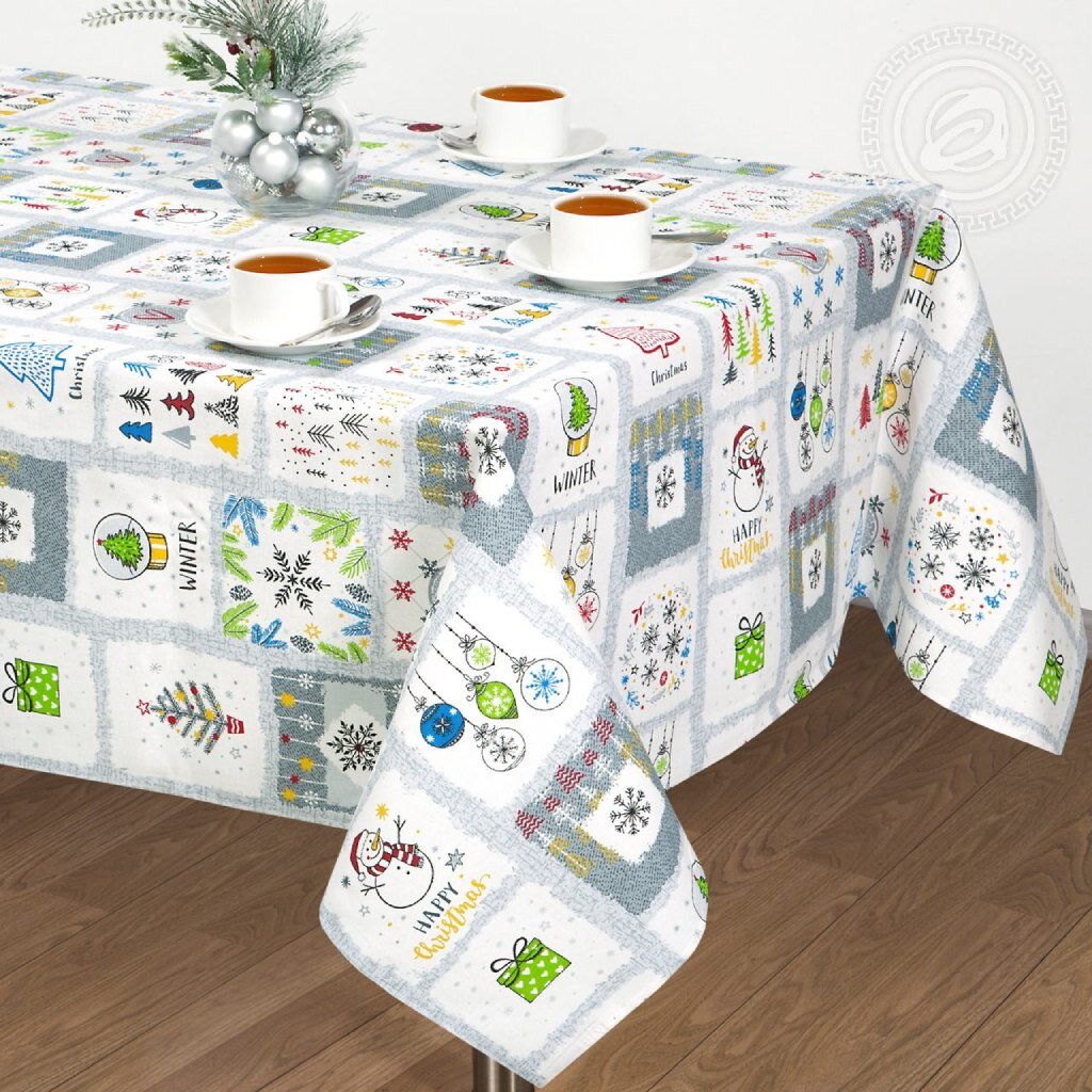 Скатерть кухонная 150х150 см, 100% хлопок, рогожка, Хюгге