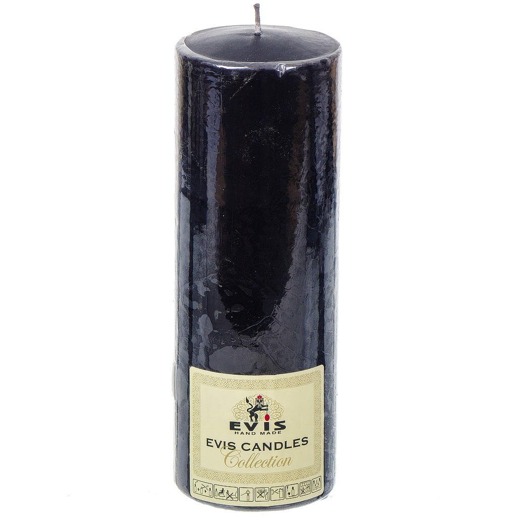 Свеча декоративная, 20х7 см, цилиндр, черная, 1381692000