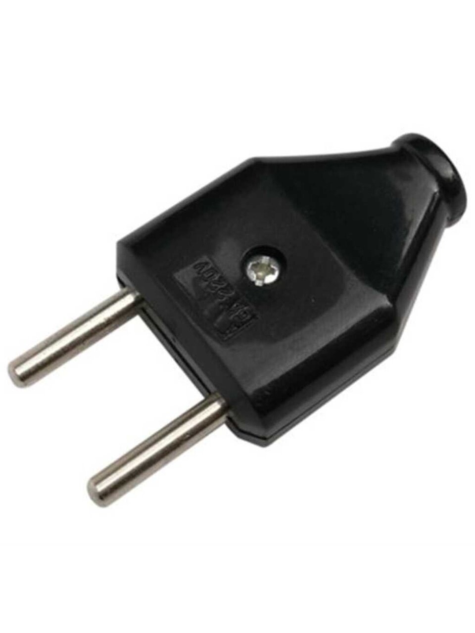 Вилка прямая, без заземления, 6 А, IP20, 250 В, черная, General Lighting Systems, 470507