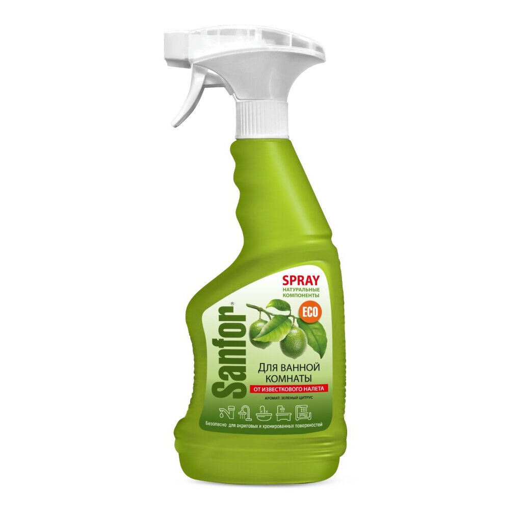 Чистящее средство для ванной, Sanfor, Зеленый цитрус, спрей, 500 мл