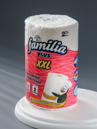 Полотенце бумажное 2 слоя, 1 рулон, белое, Familia, XXL, 5039303