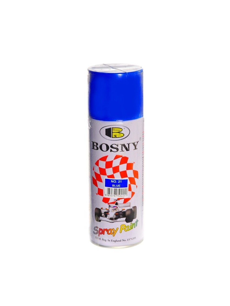 Краска аэрозольная, Bosny, №21, акрилово-эпоксидная, универсальная, глянцевая, синяя, 0.4 кг