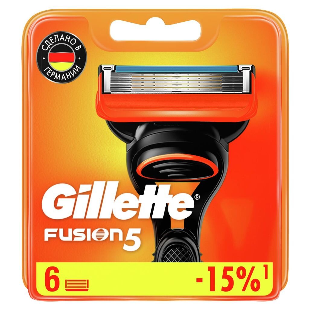 Сменные кассеты для бритв Gillette, Fusion, для мужчин, 6 шт, GIL-81658791 сменные кассеты для бритв gillette fusion для мужчин 4 шт 81372251