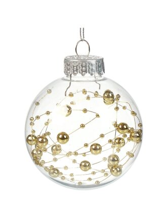 Набор шаров 4 шт, золото, 8 см, пластик, прозрачный с наполнением, F010003