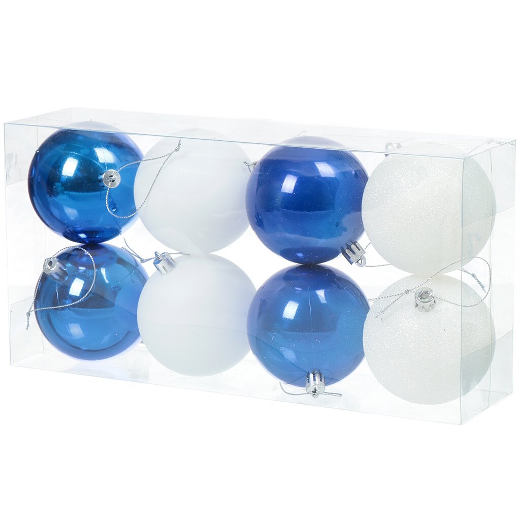 Елочный шар 8 шт, жемчужно-синий, 8 см, пластик, SY18CBB-241