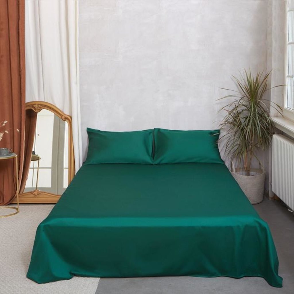 Простыня &amp;quot;Этель&amp;quot; 220*235 см, цв.изумрудный, 100% хлопок, мако-сатин, 125 г/м² 5373295