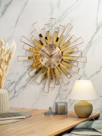 Часы настенные, кварцевые, 55х55 см, круглые, металл, золото, Y4-5245