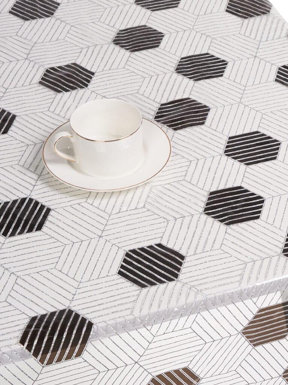 Клеенка Dekorelle, Декор, 1.4х20 м, силикон, 0.2 мм, серебро/прозрачный фон, 278-S