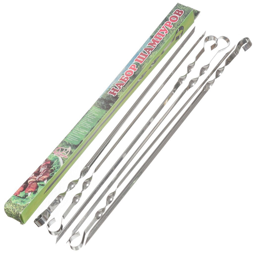 Набор шампуров лезвие угловое, 6 шт, 450х10х0.8 мм, Эконом, в упаковке