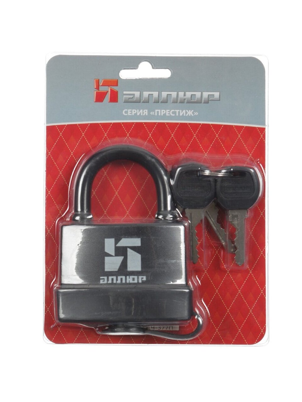 Замок навесной Аллюр, ВС1Ч-377П, 6 778, блистер, цилиндровый, влагонепроницаемый, черный, 830х500 мм, 6 ключей