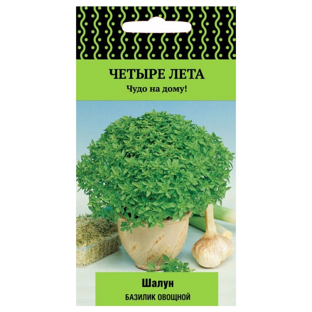 Семена Базилик, Шалун, 0.1 г, овощные, цветная упаковка, Поиск растения с ными листьями