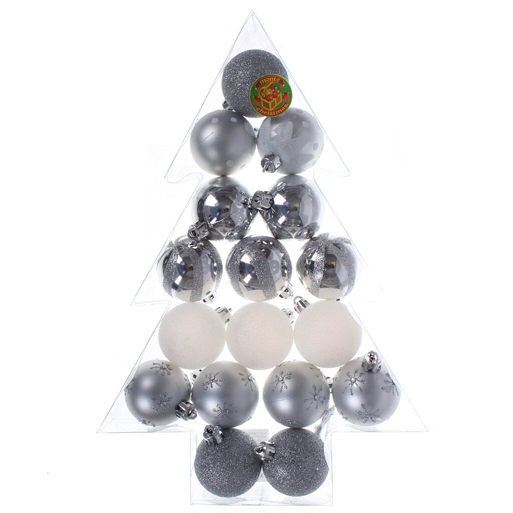 Елочный шар Monte Christmas, Елочка, 17 шт, серебряный, 6 см, пластик, N6030571