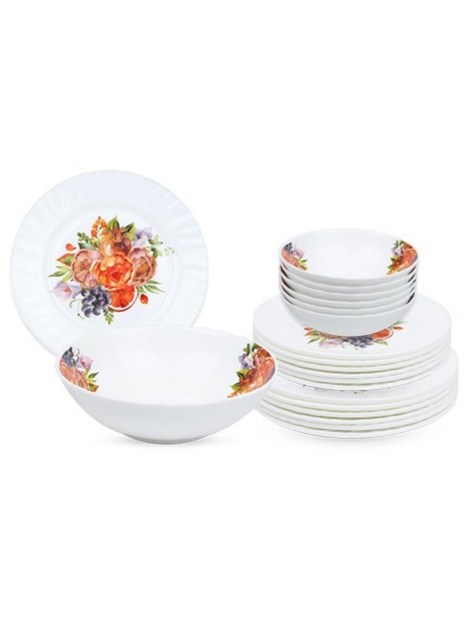 Сервиз столовый стеклокерамика, 19 предметов, на 6 персон, Мия, 19052-19