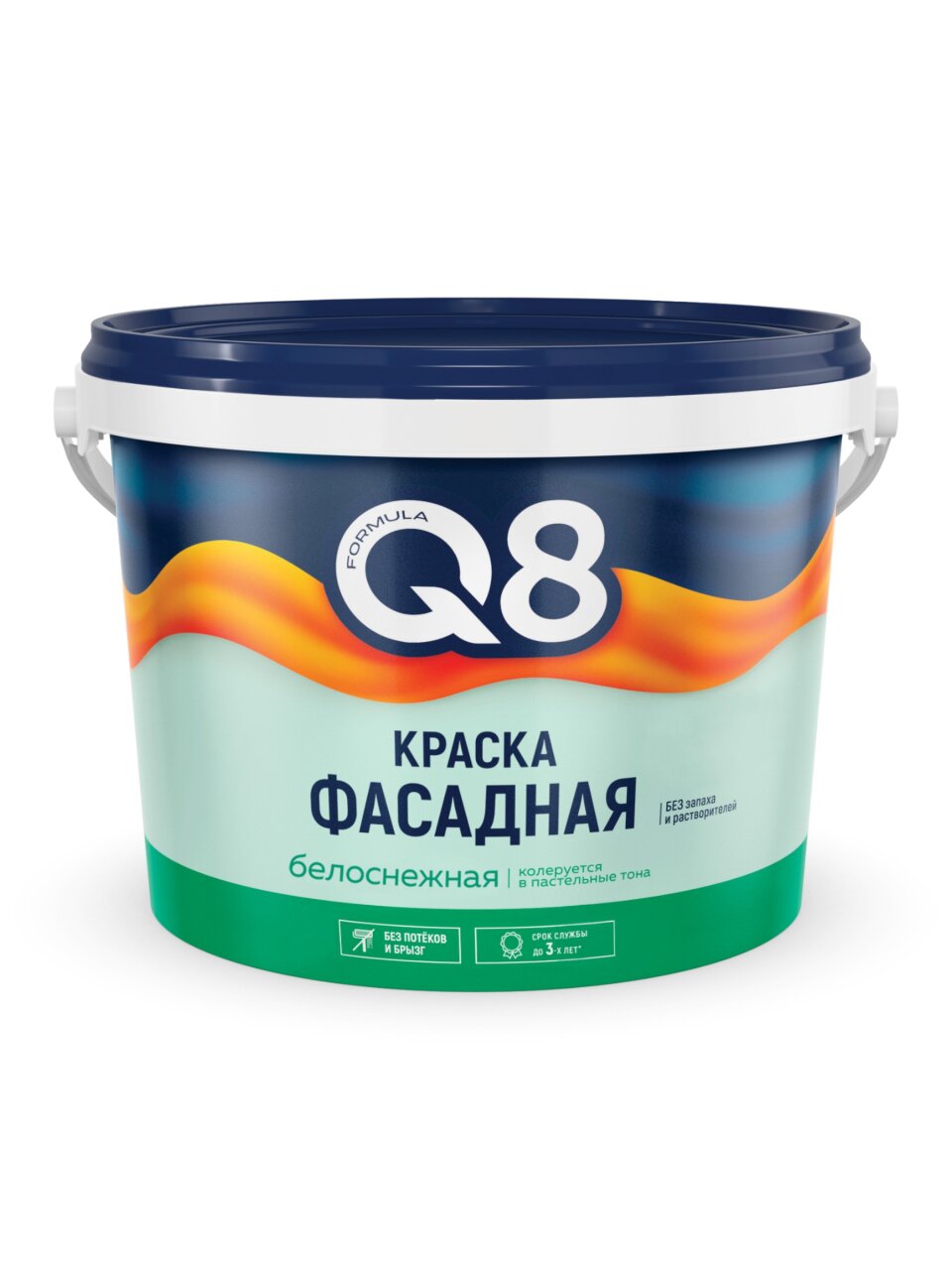 Краска водно-дисперсионная, Formula Q8, акриловая, фасадная, матовая, белая, 2.7 кг