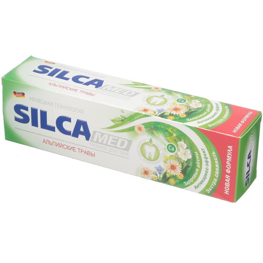 Зубная паста Silcamed, Альпийские травы, 130 мл, 130 г
