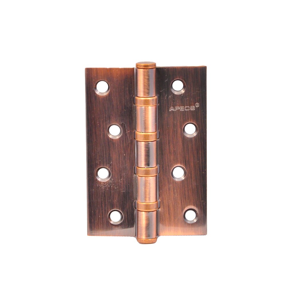 Петля врезная для деревянных дверей, Apecs, 100х70х3 мм, B4-Steel-AC, 13727, универсальный, с 4 подшипниками, медь упор дверной apecs ds 0015 ac настенный медь 14425
