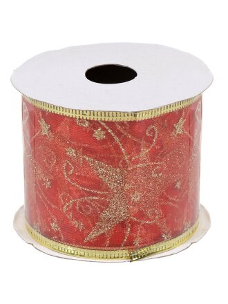 Лента декоративная полиэстер, 270х6.3 см, красный с золотом, Y4-4213