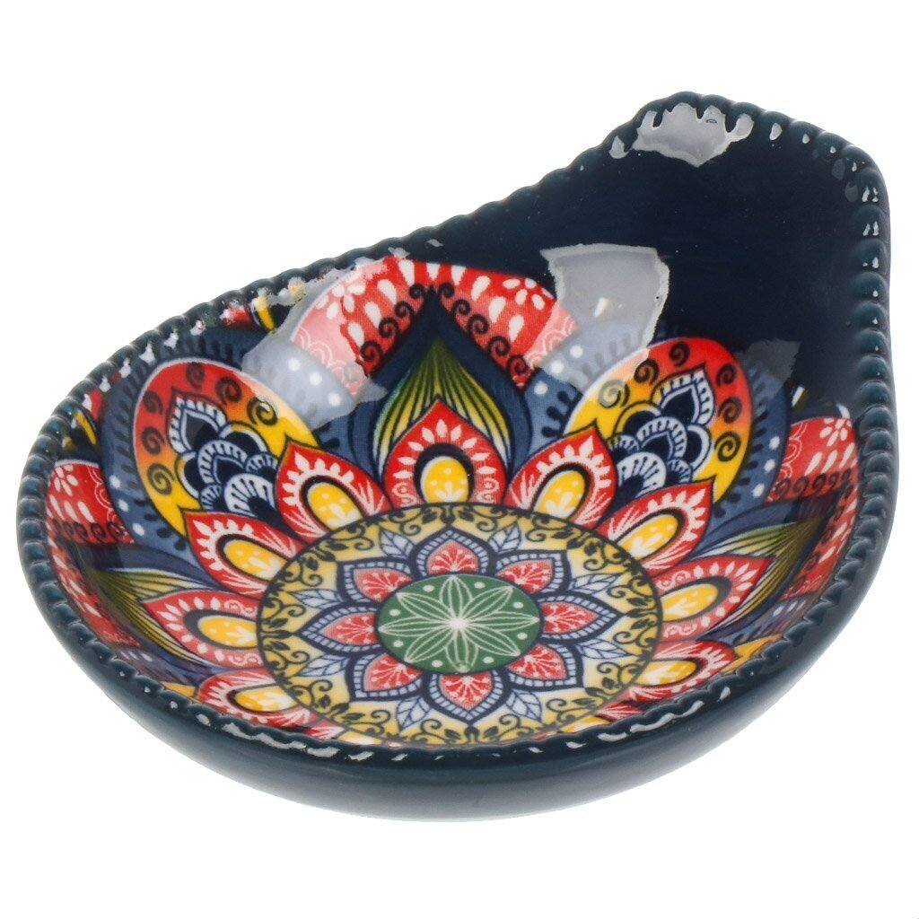 Салатник фарфор, круглый, 3 см, 12х10х3 см, с ручкой, Arabesque, Nouvelle Home, 860087, синий