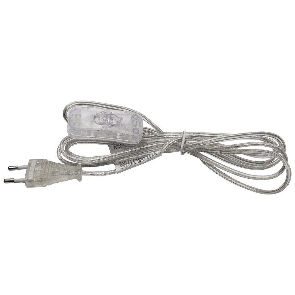 Сетевой шнур с выключателем, Feron, DM107, 2х0.5 мм², 2 м, прозрачный, 41152 4pcs практический протектор saver обложка для телефонов usb зарядное кабельное шнур провода