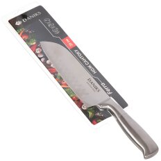 Нож кухонный Daniks, Ферра, сантоку, нержавеющая сталь, 20 см, рукоятка сталь, YW-A042-SN