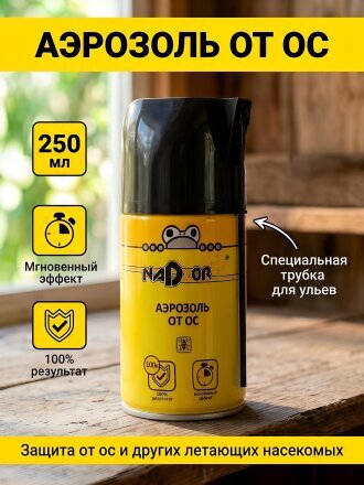Инсектицид от ос, аэрозоль, 250 мл, со специальной трубкой для улья, Nadzor