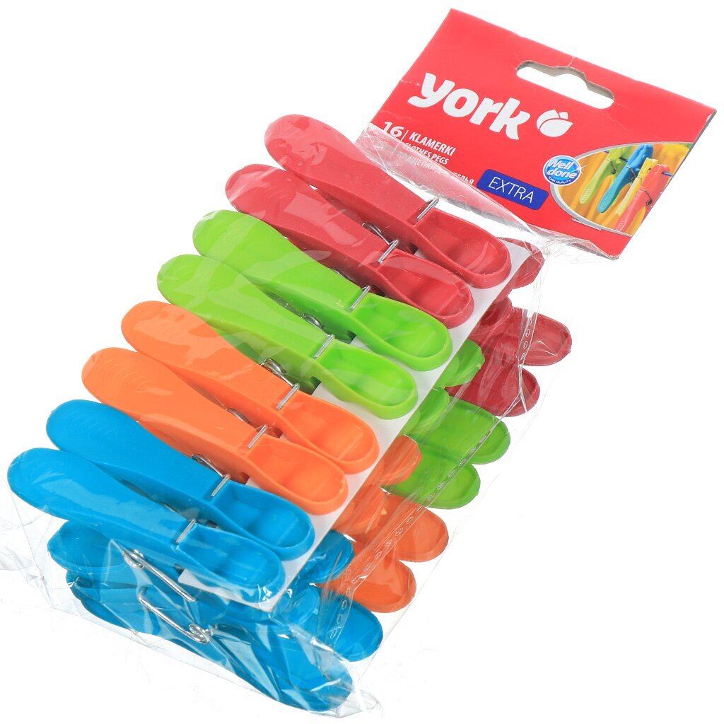 Прищепки пластик, 16 шт, York, Экстра, 96020