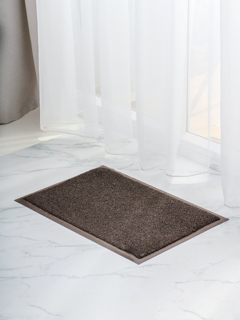 Коврик грязезащитный, 40х60 см, прямоугольный, резина, лапша, коричневый, Spaghetti, ComeForte, SPM-02