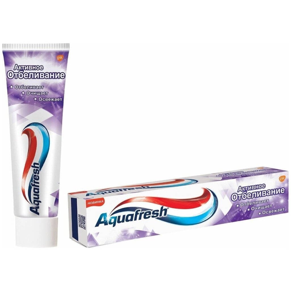 Зубная паста Aquafresh, Активное отбеливание, 100 мл splat зубная паста отбеливание плюс компакт 40 мл