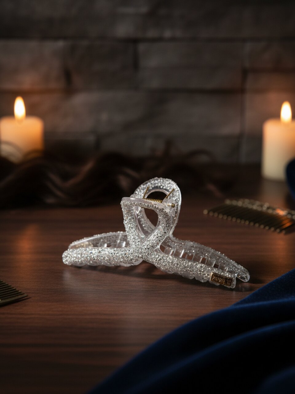 Заколка для волос 10 см, пластик, в ассортименте, с блестками, Y4-11626