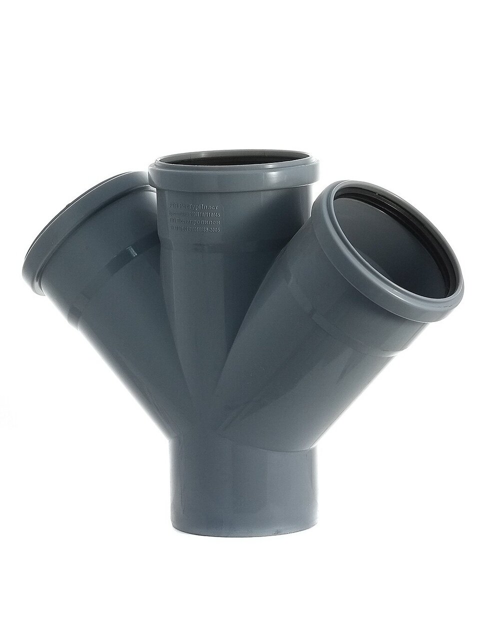 Крестовина канализационная одноплоскостная, 110х110х110 мм, 45 °, РосТурПласт, полипропилен, 36470