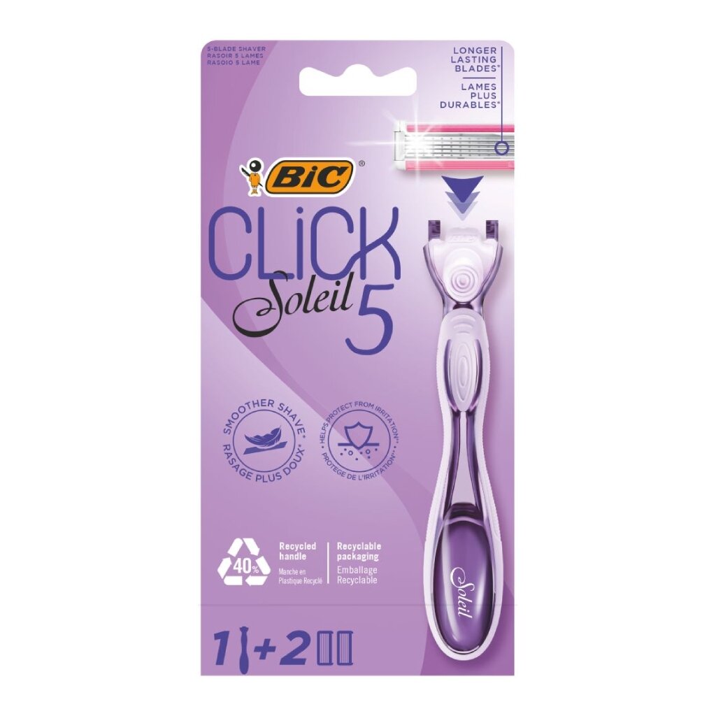 Станок для бритья Bic, Click 5 Soleil, для женщин, 5 лезвий, 2 сменные кассеты, 503715 автопарфюм для женщин arexons