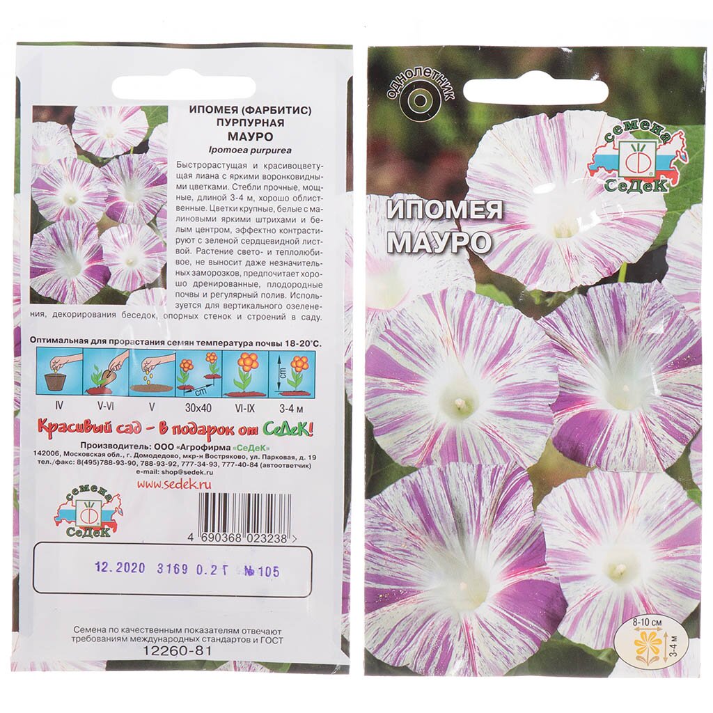 Семена Цветы, Ипомея, Мауро, цветная упаковка, Седек
