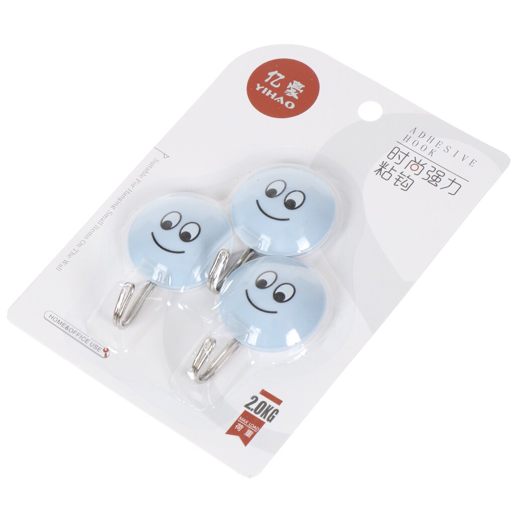 Крючок самоклеящийся, 3 шт, в ассортименте, Смайл, Y9-024