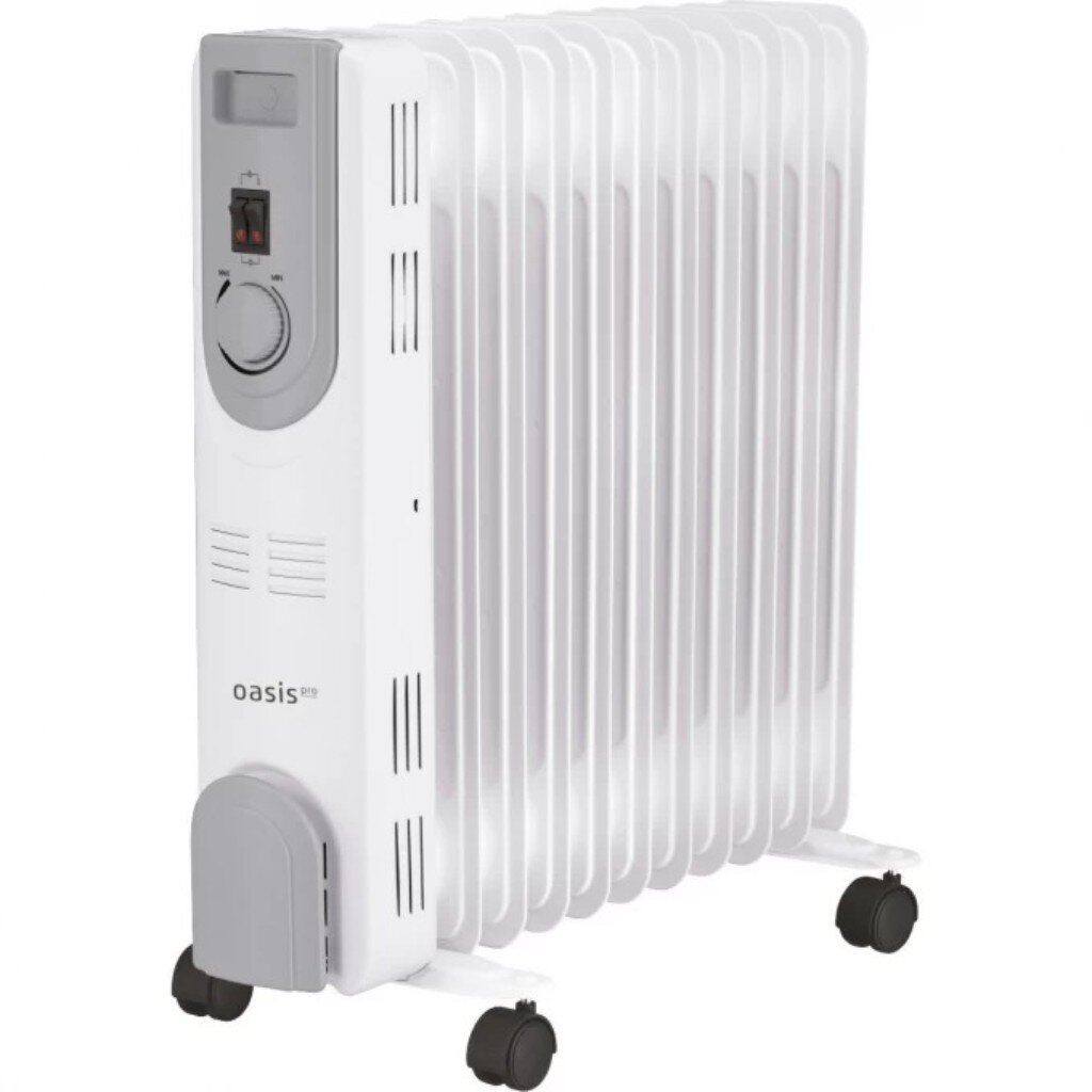 Радиатор масляный Oasis, 11 секц, напольный, 2.5 кВт, 25 м2, OS-25 масляный радиатор oasis ut 10 white