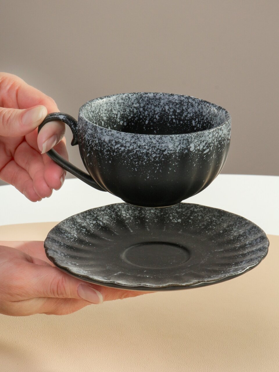 Чайная пара керамика, 2 предмета, на 1 персону, 220 мл, Полночь, Y4-8982