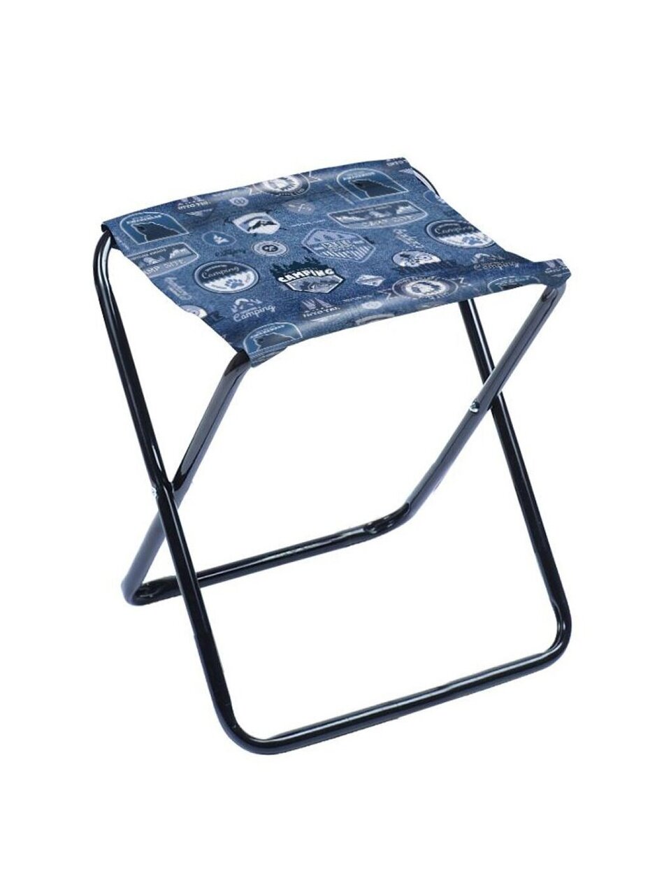 Стул складной усиленный, металл, 37 см, 90 кг, d 18mm, джинс, Nika, ПС/Д