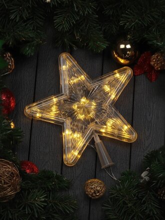 Гирлянда Звезда, желтая, пластик, на верхушку ели 22см, LED, Y4-7555-2