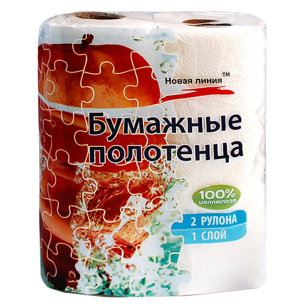 Полотенце бумажное 1 слой 2 рулона белое New Line Комфорт 63₽