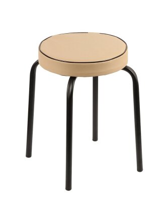 Табурет 360х360х475 мм, песочный/черный матовый, сиденье круглое, экокожа, Пуф